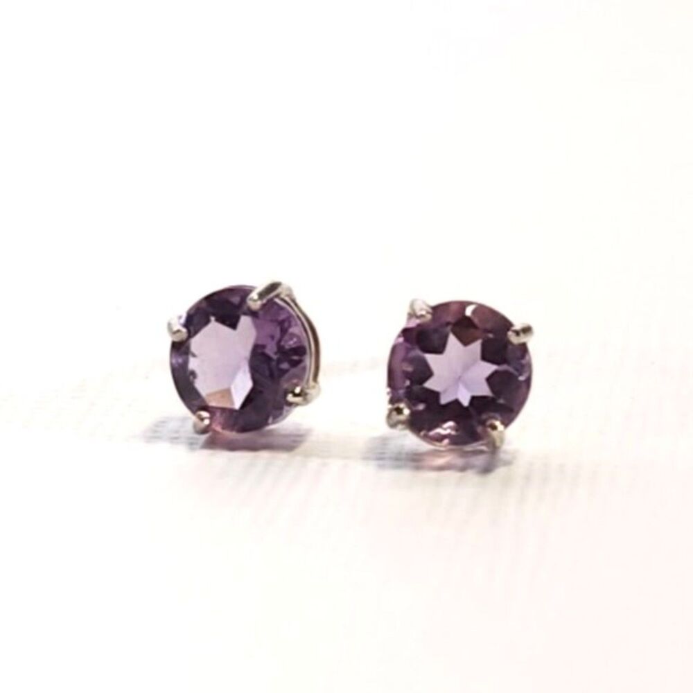 Amethyst 6mm Round Post Earrings